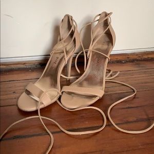 Madden girl nude tie-up heels